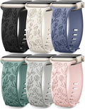 SNBLK 6 Pack Floral Engraved Bands Compatible by SNBLK