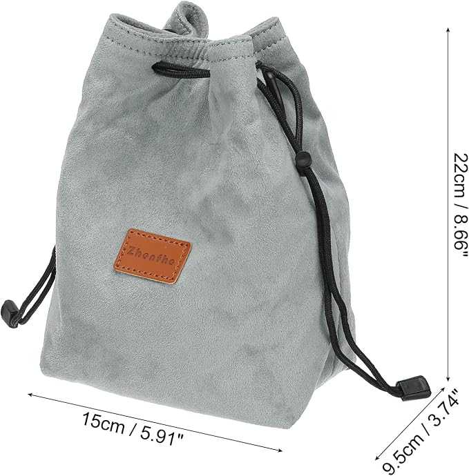PATIKIL Camera Lens Pouch, M Size Drawstring Lens Case Flannel Camera Lens - Image 2