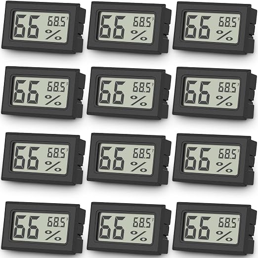 Vaikby 12-Pack Mini Digital Thermometer Hygrometer, Indoor Humidity Monitor by Vaikby