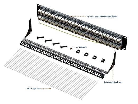 iwillink 10Gbps Patch Panel 48 Port, RJ45 Through Coupler 2U Cat6 Shielded - Image 5