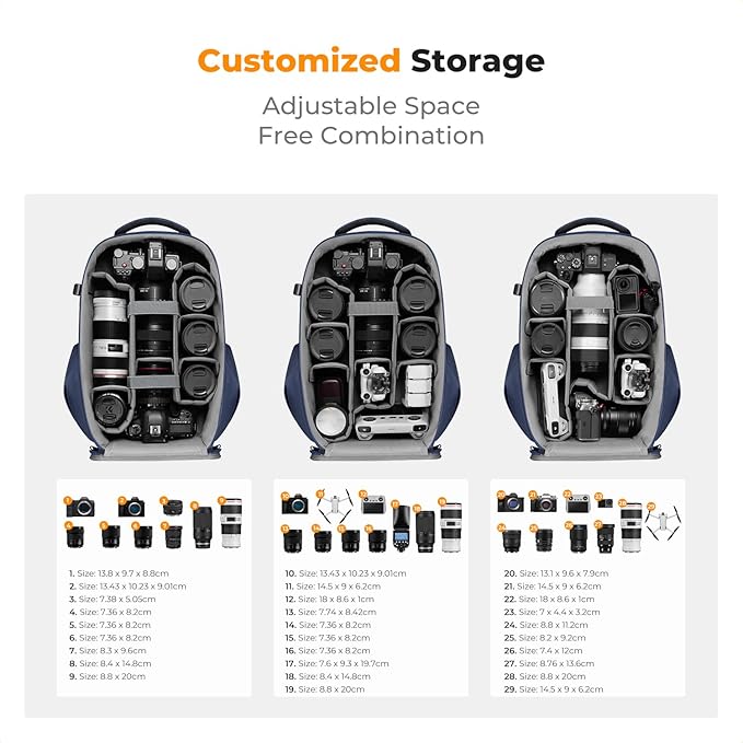 K&F CONCEPT Camera Backpack, Hardshell Photography DSLR Camera Bag - Image 3