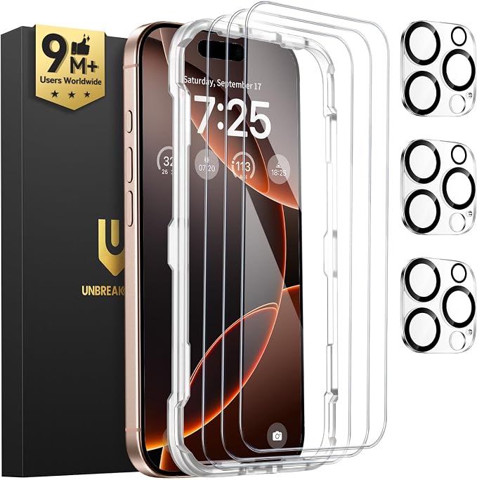 UNBREAKcable iPhone 16 Pro Max Screen Protector 3-Pack, Upgraded Dual-Tempered by UNBREAKcable