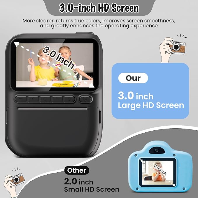 Instant Print Camera for Kids, 3.0" HD 1080P Digital Video Cameras - Image 3