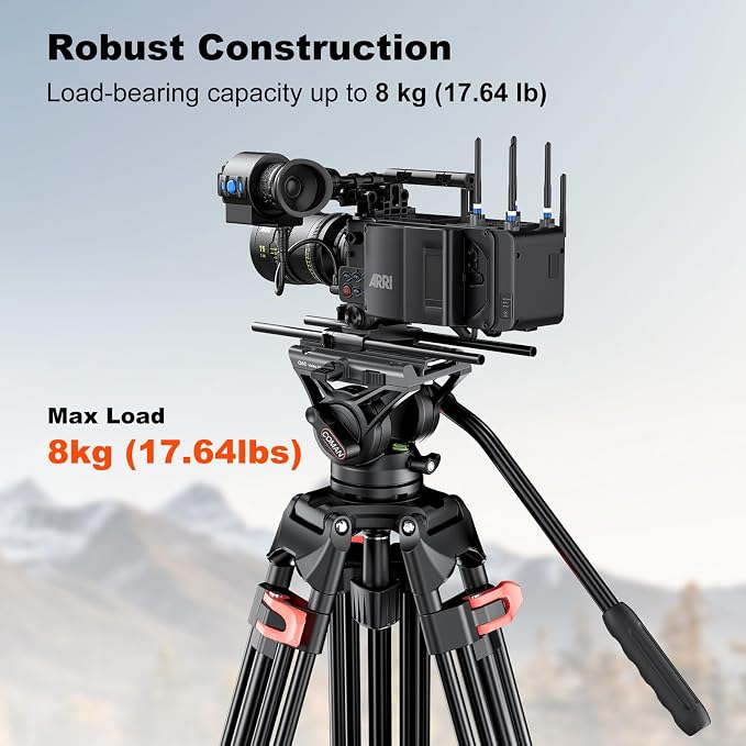 COMAN 74.4" Video Tripod, Heavy Duty Camera Tripod - Image 2
