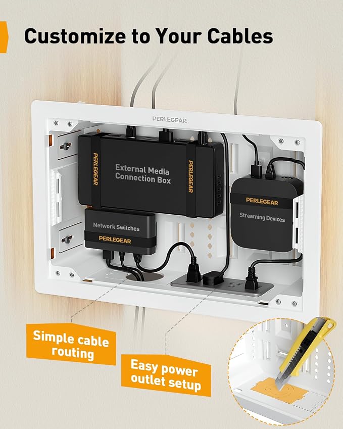 Perlegear 9″ in-Wall Media Box, Electrical Box, Recessed Outlet Box and Media - Image 6
