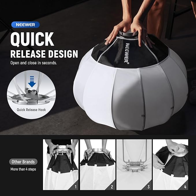NEEWER 26"/65cm Lantern Softbox, Quick Release 360° Light Diffuser Bowens Mount - Image 2