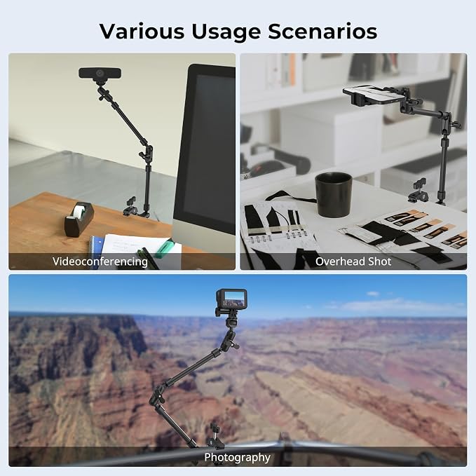 SMALLRIG 22" Magic Arm Clamp, Overhead Phone Mount Holder Stand, Flexible Desk - Image 8