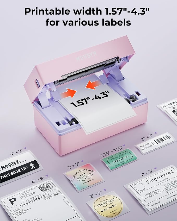 MUNBYN Bluetooth Thermal Label Printer, 130B Wireless 4x6 Shipping Label Printer - Image 5