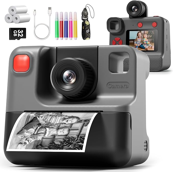 Instant Print Camera for Kids, 1080P Kids Instant Cameras, HD Digital Video by GREENKINDERKidsCamera
