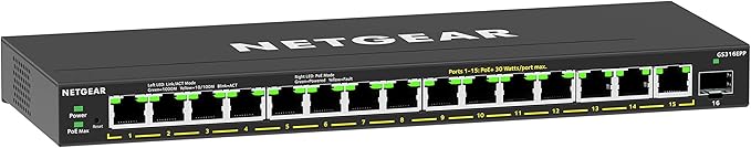 NETGEAR 16-Port PoE Gigabit Ethernet Easy Smart Managed Essentials Switch - by NETGEAR