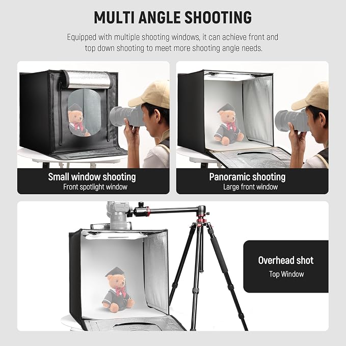 NEEWER Upgraded Photo Studio Light Box, 4 Color Backdrops, Cleaning Cloth - Image 5