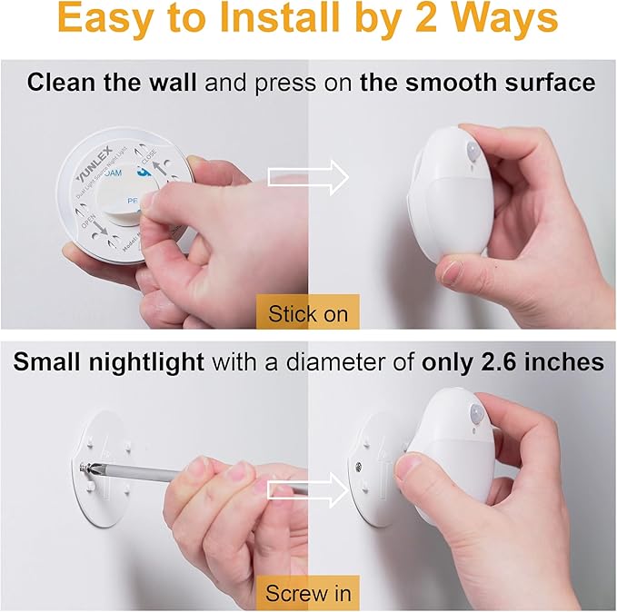 YUNLEX 2 Pack Battery Night Light, Toilet Lights, 2.6" Small Motion Senor Light - Image 7