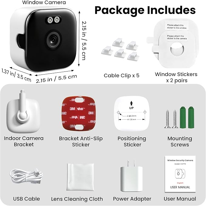 2K Window Camera with 32GB Memory Card, 5GHz & 2.4GHz WiFi Indoor Cameras - Image 8