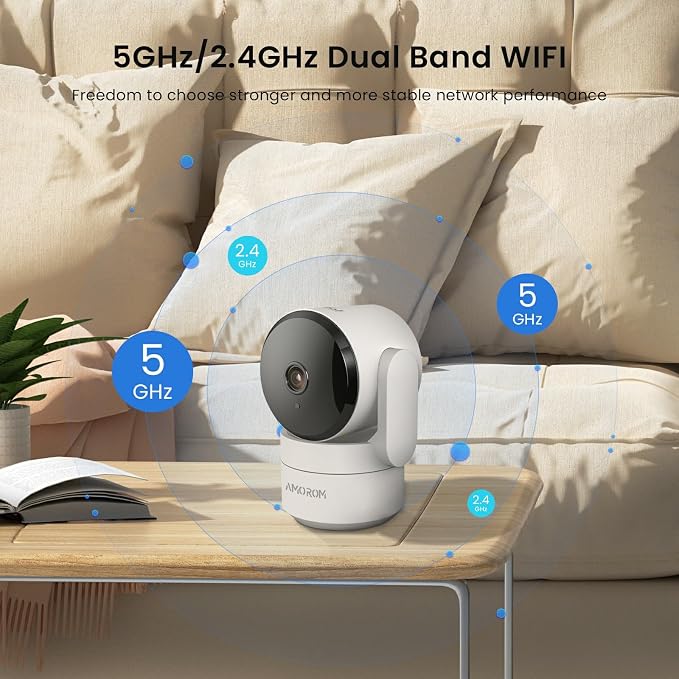 AMOROM 2K Pan-Tilt Indoor Security Camera, 360° Pet/Dog Monitoring, Motion - Image 2
