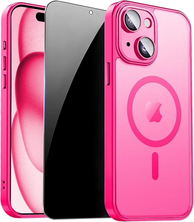 for iPhone 15 Case with Privacy Screen Protector and Camera Protection by ZOZDOKG