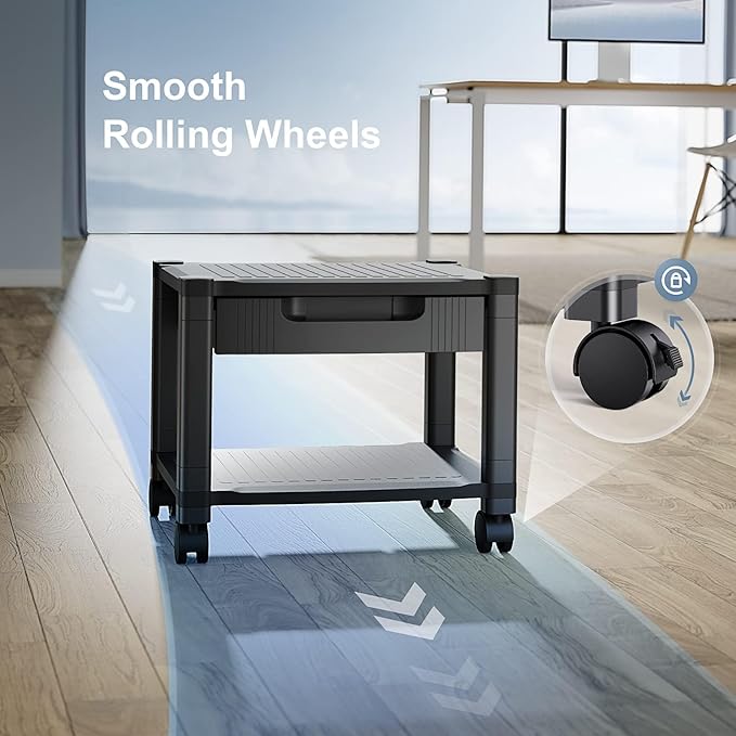 HUANUO Printer Stand with Cable Management and Storage Drawer, Printer Table - Image 5
