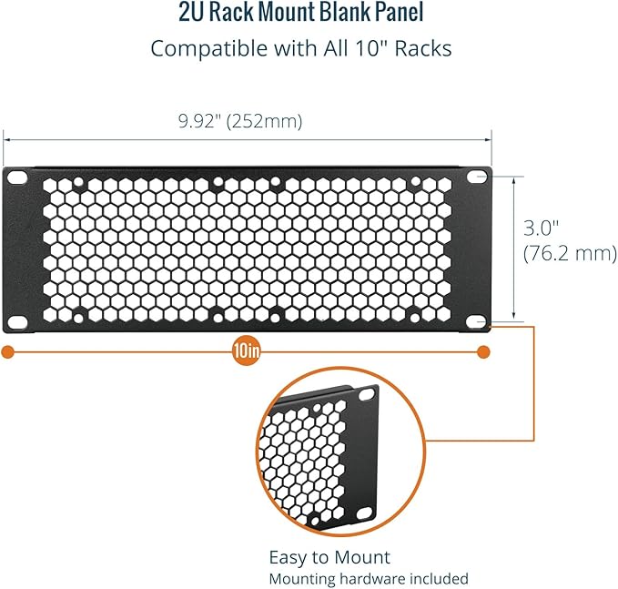 Tecmojo 2 Pack Vented 2U Blank Rack Mount Panel, Steel Patch Panel Filler - Image 4