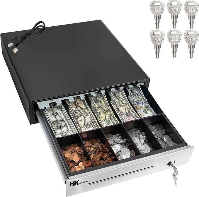 HK SYSTEMS 16inch "Stainless Steel" Front Heavy Duty POS "USB" Interface Cash by HKSYSTEMS