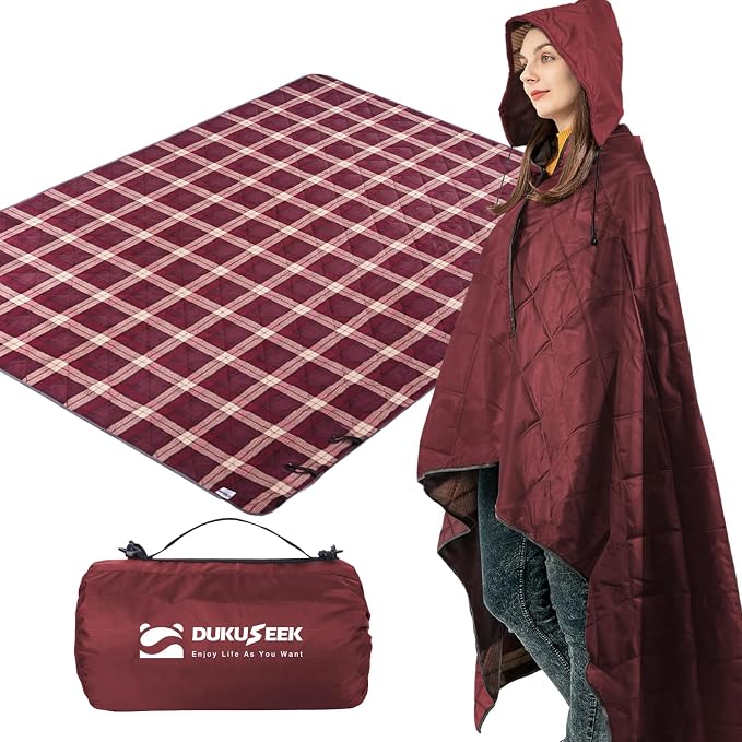 DUKUSEEK Large Waterproof Camping Blanket, Cold Weather Warm Fleece Blankets by DUKUSEEK