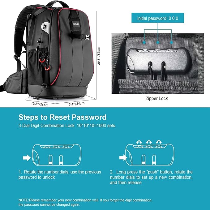 Neewer Pro Camera Case Waterproof Shockproof Adjustable Padded Camera Backpack - Image 2