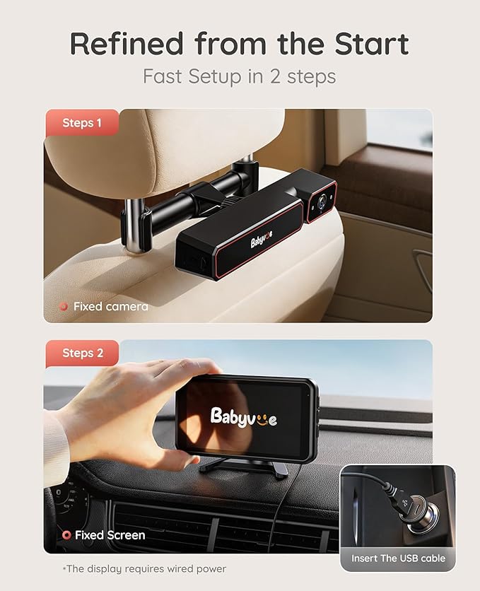 Babyvue BV6PRO Wireless Dual Car Camera Baby Monitor Fast Setup, HD1080P - Image 3