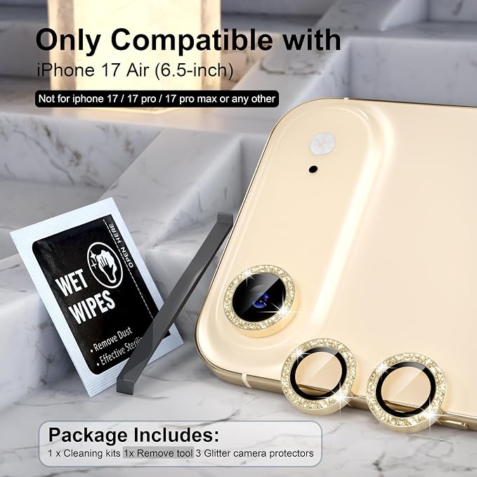 Choiche Compatible for iPhone 17 Air Camera Lens Protector Bling, 9H Tempered - Image 2