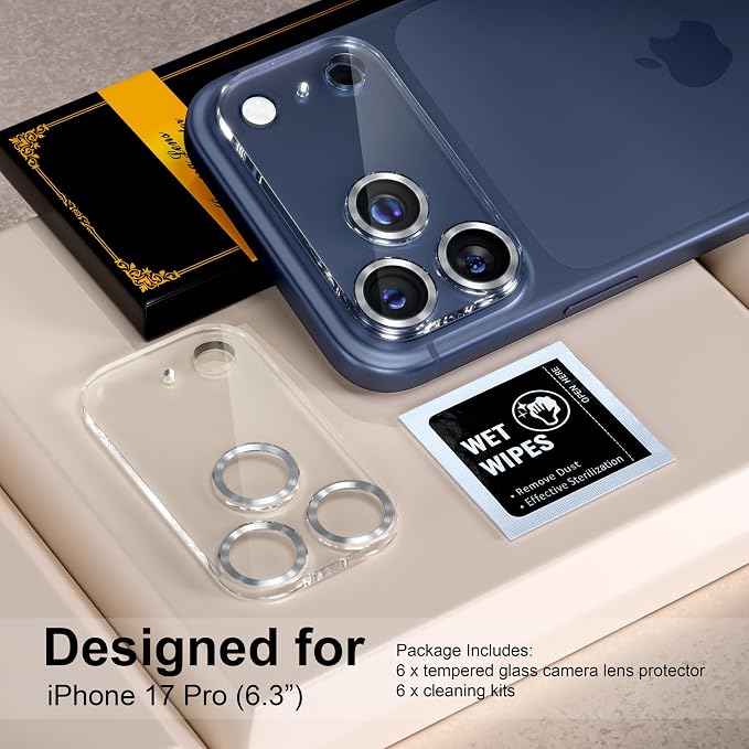 for 6 Pack iPhone 17 Pro Camera Lens Protector 9H Tempered Glass Camera Screen - Image 2