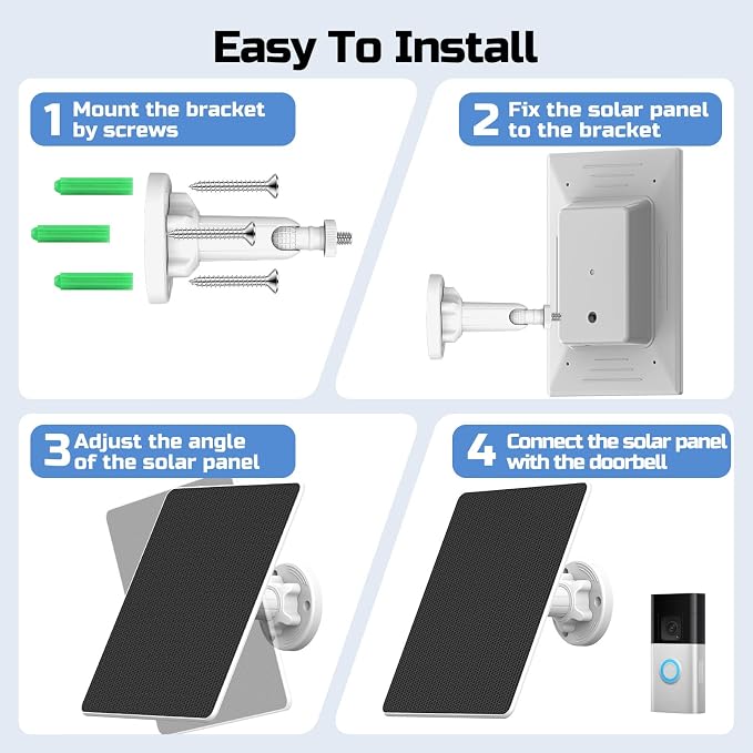 Ring Doorbell Solar Panel with Built-in 4000mAh Battery Never Lose Power - Image 9