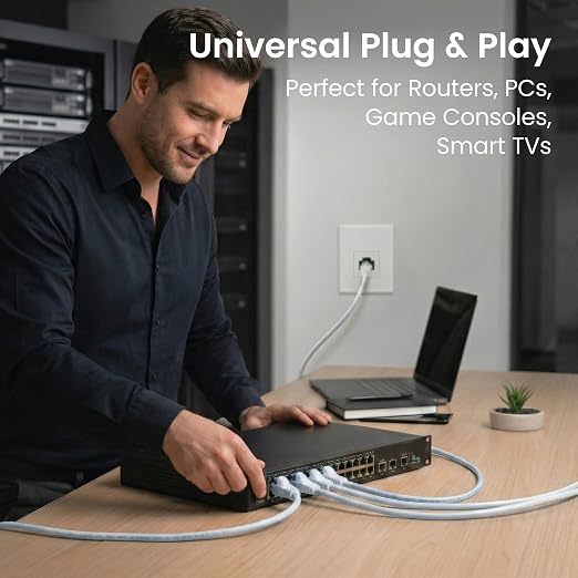 GEARit Cat 6 Ethernet Patch Cable 7 ft White Cat6 Patch Cables 7ft - Image 8