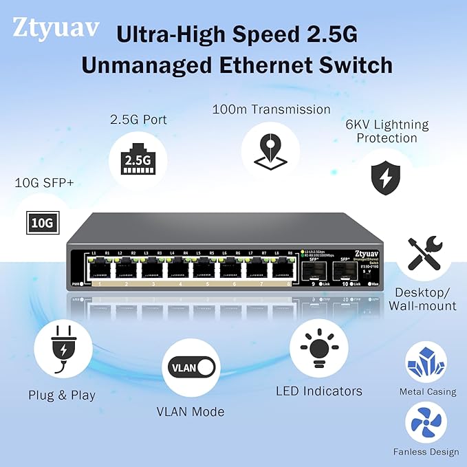 10 Port Unmanaged 2.5G Ethernet Switch - Image 3