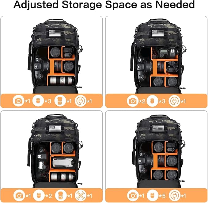 MOSISO Camera Backpack, DSLR/SLR/Mirrorless Photography Tactical Camera Bag Case - Image 3