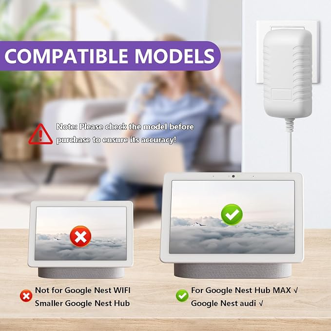 Charger Adapter for Google Nest Hub Max and Google Nest Audio Speaker DC Power - Image 3