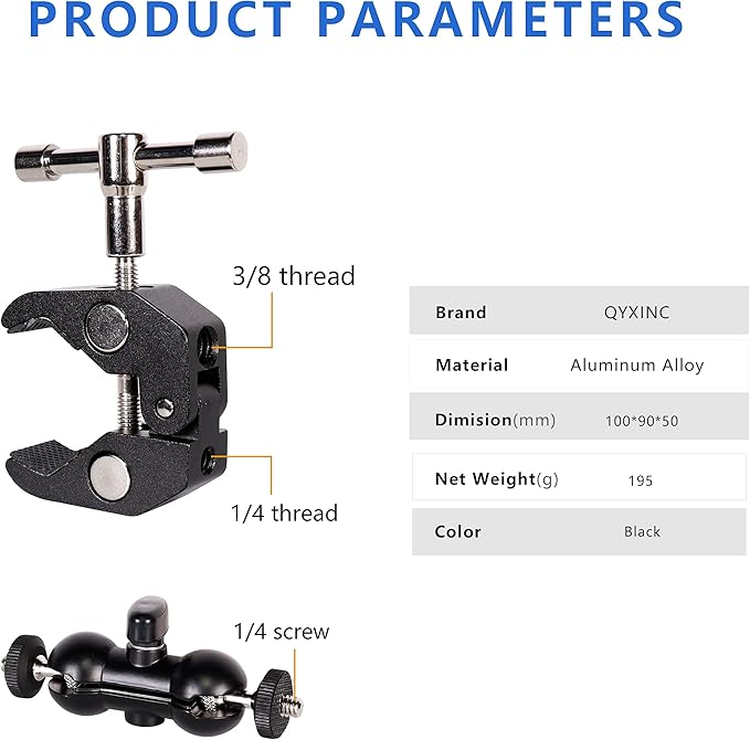 Cool Dual Ball head Magic Arm Adapter Camera Clamp Mount Super Clamp - Image 7
