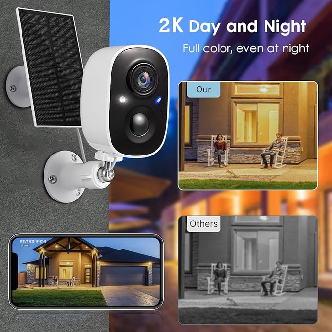 GMK Solar Security Cameras Wireless Outdoor 4 Pack, 2K Battery Powered Cameras - Image 2