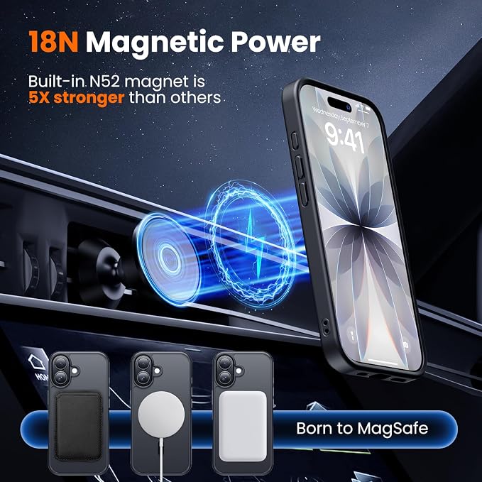 toushion 3 in 1 for iPhone 17 Case Matte Black, Fits MagSafe, Screen - Image 4