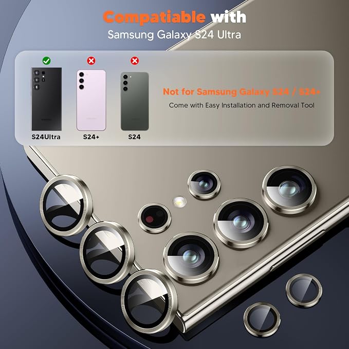 Hoerrye for Samsung Galaxy S24 Ultra Camera Lens Protector, Case-Friendly - Image 2