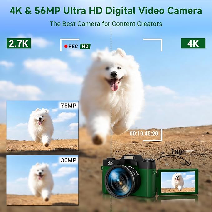 75MP Digital Camera, 4K WiFi Vlogging Camera - Image 2