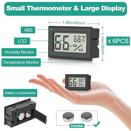 Vaikby 6-Pack Mini Digital Thermometer Hygrometer, Indoor Humidity Monitor - Image 3