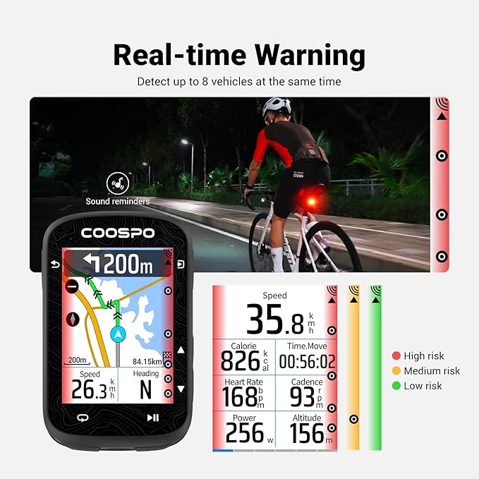 COOSPO TR70 Bike Radar Tail Light, Alerts - Image 3