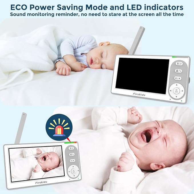 Split-Screen Baby Monitor with 2 Cameras No WiFi, 30H Battery, Pan-Tilt-Zoom - Image 4