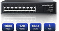 8 Port PoE Switch Gigabit 120W, Gigabit Unmanaged Ethernet Switch, Plug & Play by AUMOXPRO