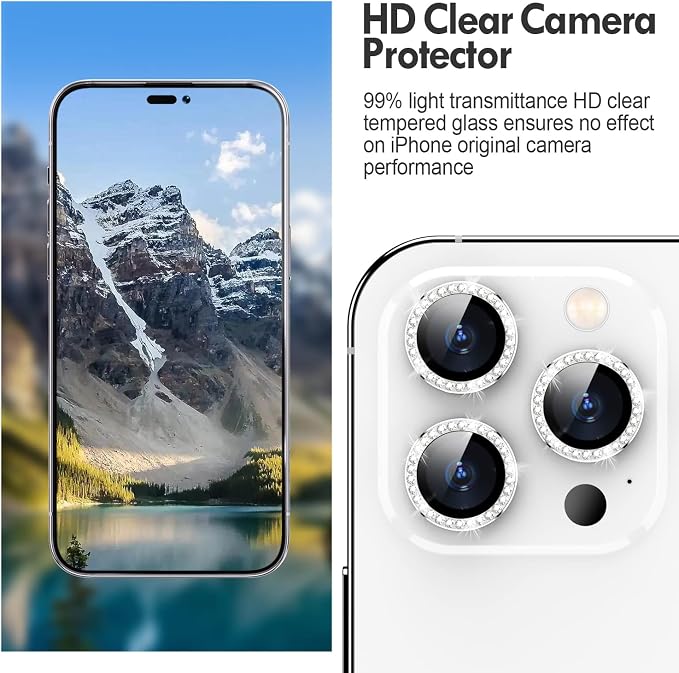 for iPhone 14 Pro/14 Pro Max Camera Lens Protector Bling, 9H Hardness - Image 4