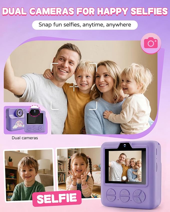 Kids Camera Instant Print with Carrying Case, Digital Selfie Camera with 6 - Image 5
