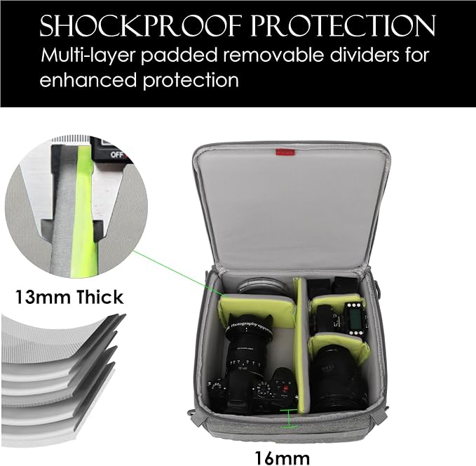 Camera Insert Bag, Shockproof &Pressure-proof Dual Opening Padded Camera Lens - Image 3