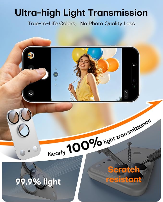 TAURI 2 Pack for iPhone 17 Pro Camera Lens Protector, Full Coverage - Image 7
