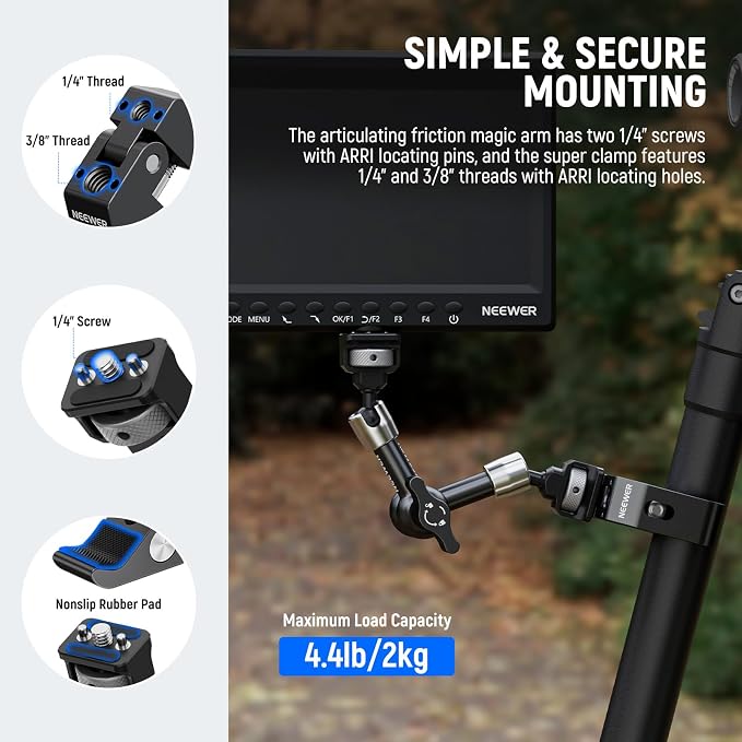 NEEWER 7" Articulating Magic Arm Clamp Mount - Image 4