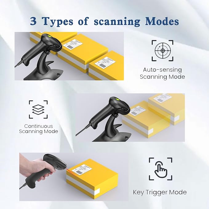 Symcode Barcode Scanner with Stand USB Wired Inventory 2D 1D QR Code Scanner - Image 3