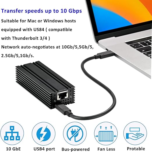USB 4.0 Type-C 10G Ethernet Adapter, - Image 6