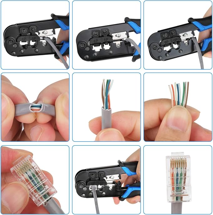 RJ45 Crimping Tool Kit Ethernet Crimp Set, 8P/RJ-45 Crimp, Cut and Strip - Image 4