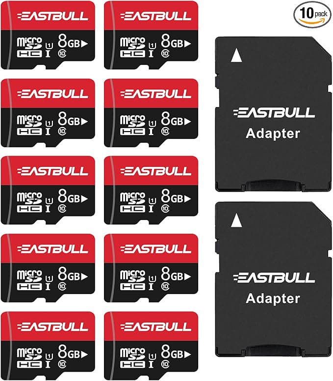 EASTBULL 8GB 10-Pack of Micro SD Cards, SD Memory Card 8GB SD Cards Pack Full by EASTBULL
